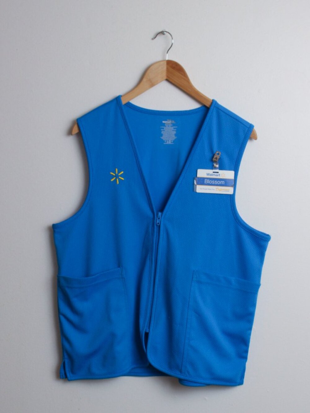 Walmart Employee Vest Womens Medium Blue Uniform w/ Name Tag